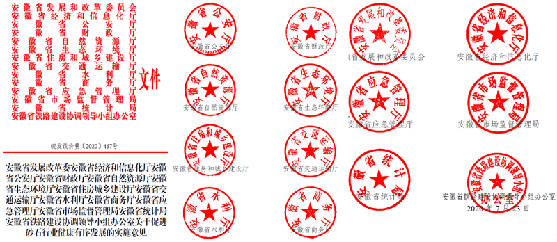 為促進(jìn)機制砂健康有序發(fā)展，安徽省發(fā)改委發(fā)布了實施方案文件